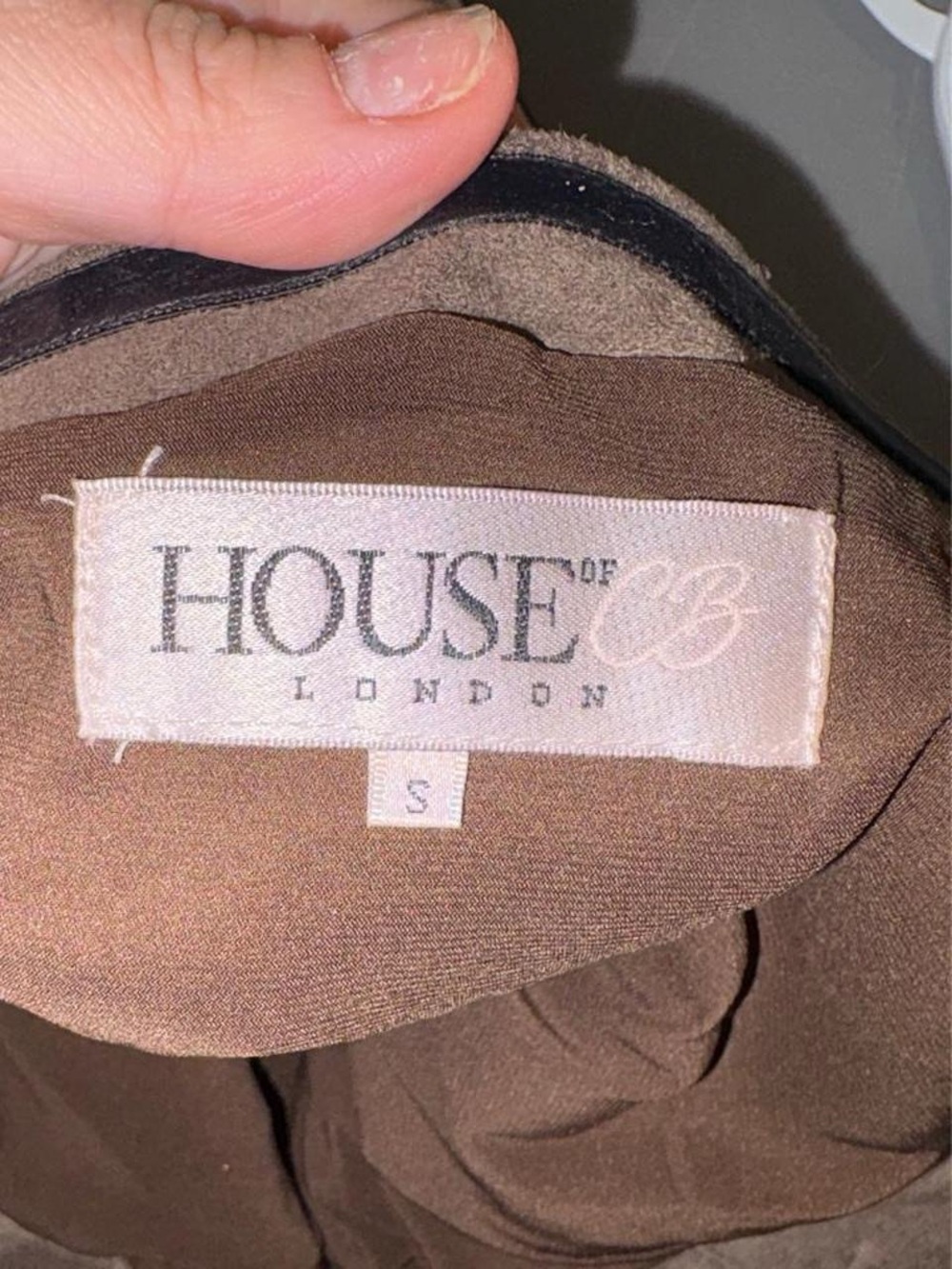 House of London Taupe Faux Suede Bustier Bodycon Dress Size S - Picture 7 of 9